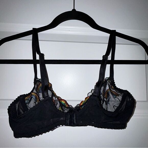 Savage X Fenty Rainbow Embroidered Sheer Unlined Underwire Bra - Picture 3 of 6